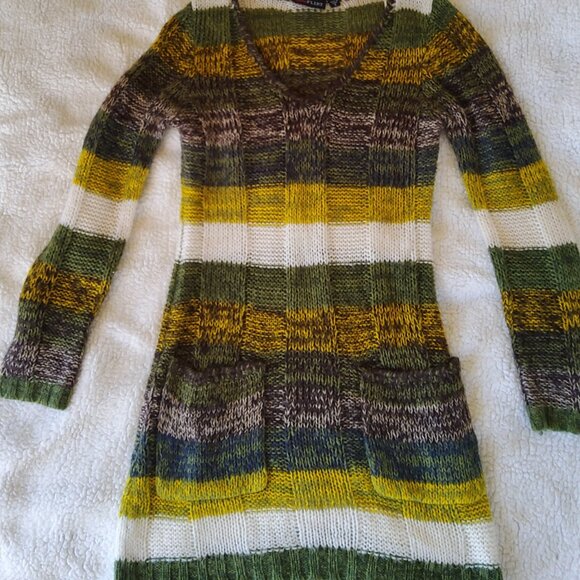 Ultra Flirt Y2K fairy grunge cozy knit crochet sweater mini dress with pockets - Picture 3 of 9